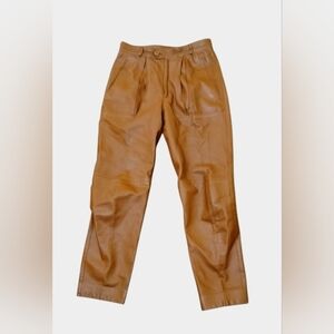 Vintage Salvatore Ferragamo Italian Lambskin Leather Pants Cognac Brown Size 46